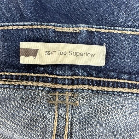 Levi's 524 Women's Jeans 15M Blue Too Superlow Front Patch Pockets Wide Leg - Picture 7 of 14